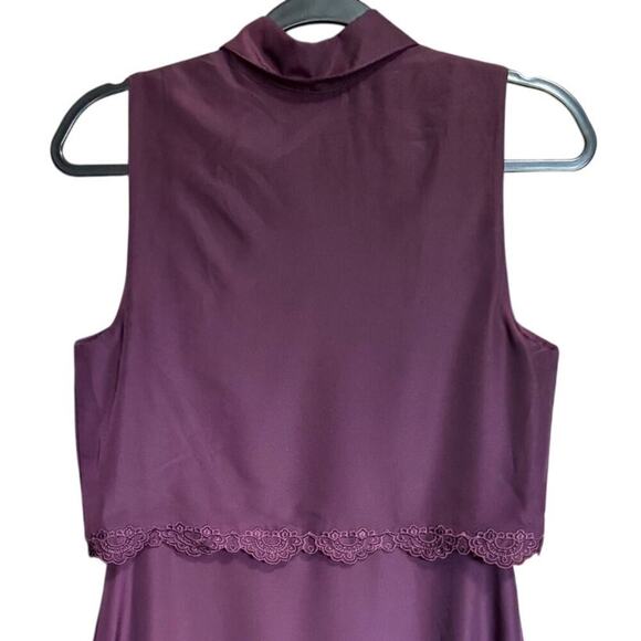 Parker NWT Cordovan Overlay Lace Dress Sleeveless Mini Burgundy Size Medium - Picture 6 of 12